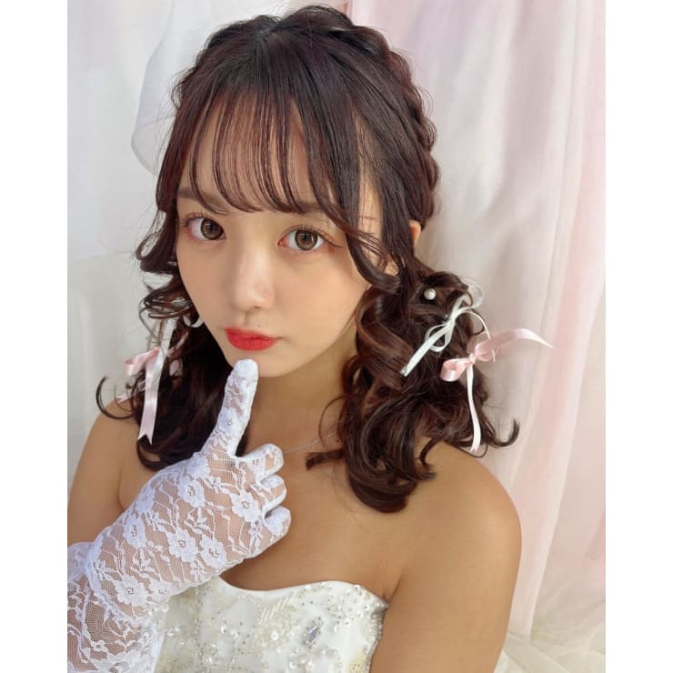 ヘアアレンジ ツインテール 編みおろし 結婚式 ヘアセット：L184571289シエン 恵比寿 CIEN のヘアスタイルホットペッパービューティ