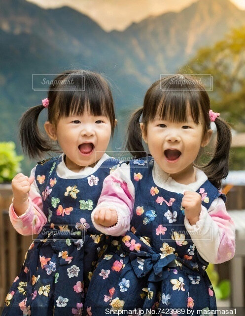 肩を組んでいる双子の女の子 の Stock フォトAdobe Stock