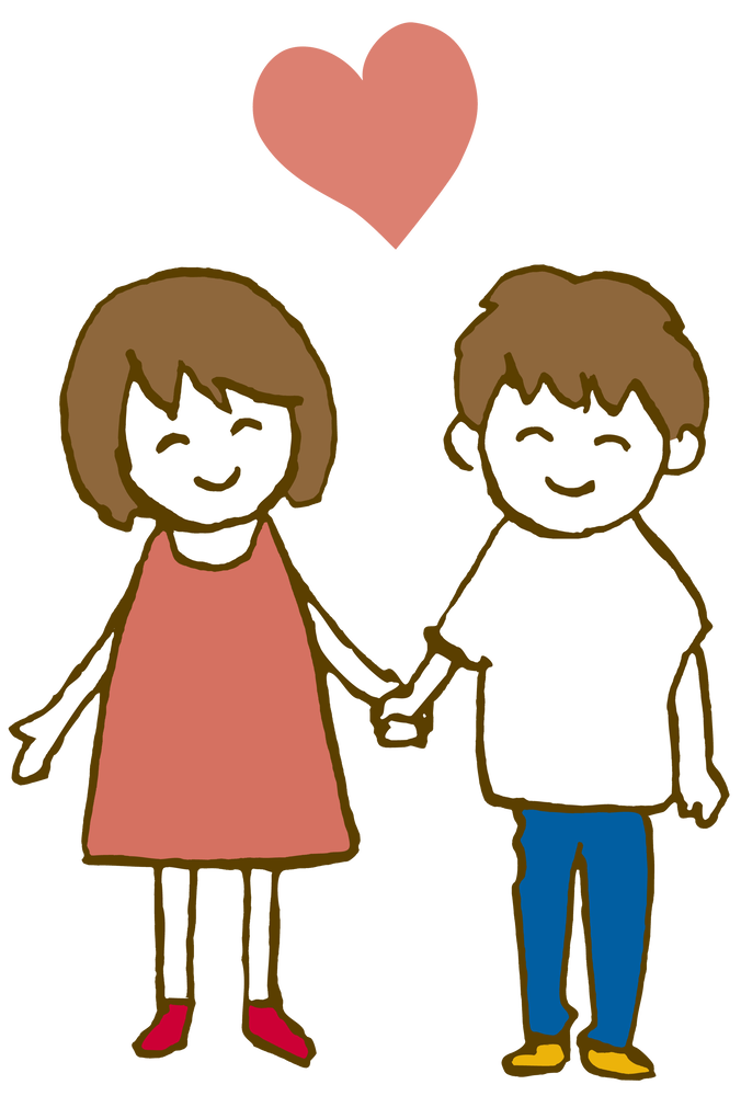 手を繋いでいる仲良しカップルの後ろ姿全身のイラスト素材81870845- PIXTA