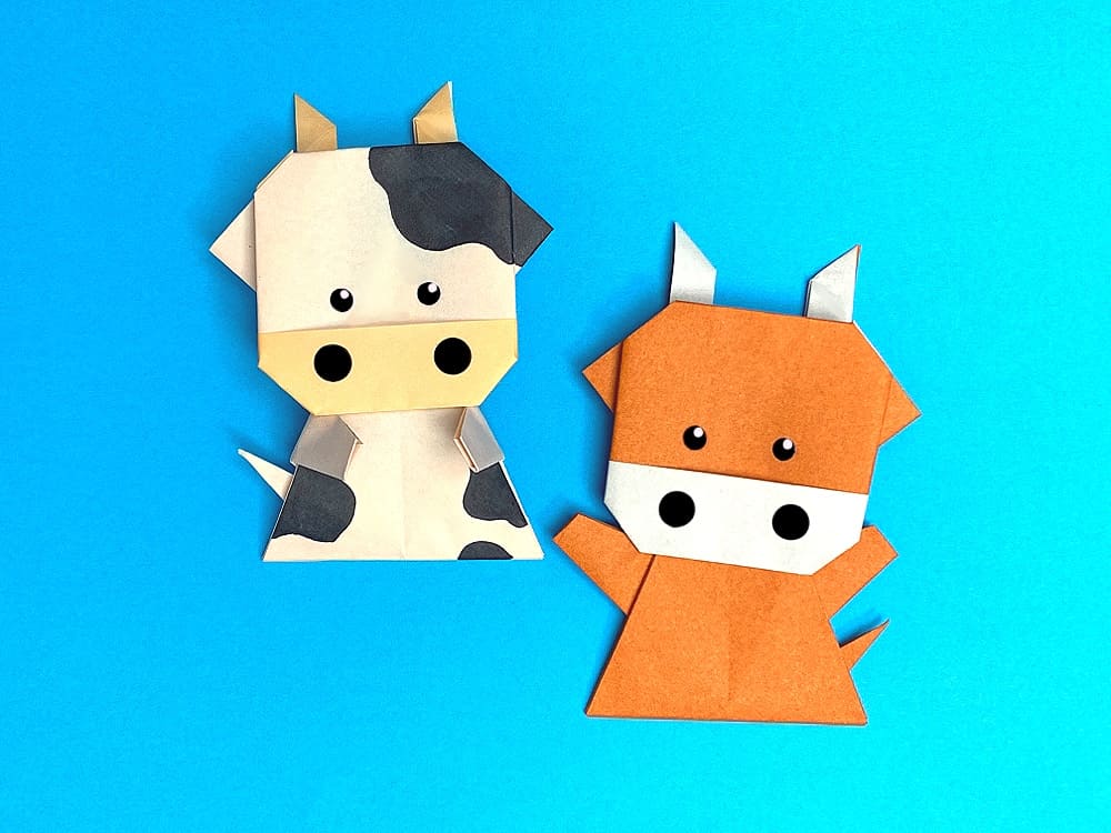 折り紙：丑 牛 ！2021年干支作品・銅色の画用紙を折りました？！ Origami:Cowcopper color-『折紙技術での作品製作者：折師』Work of Origami skill:Orisi