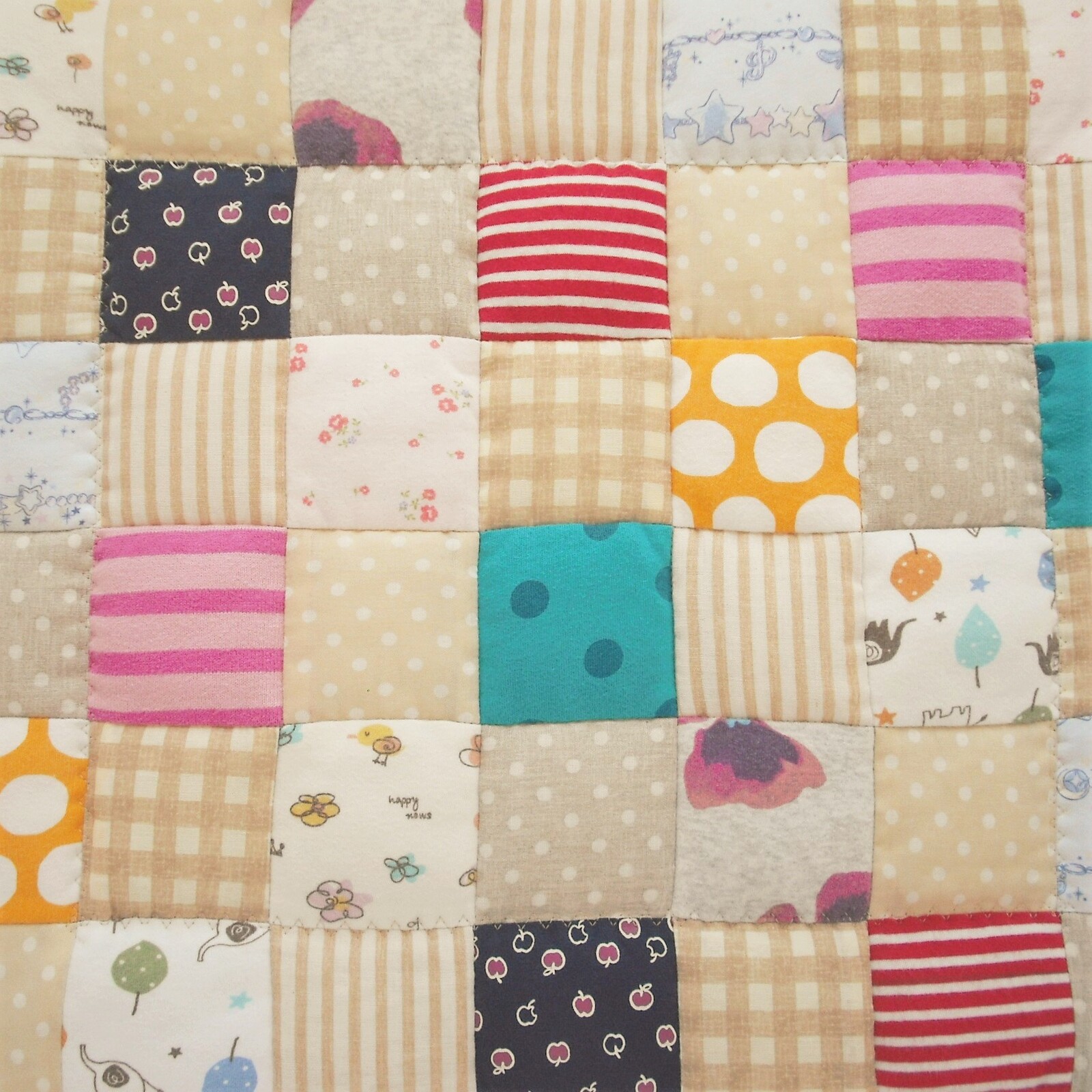 Kid´s キッズ Remakeリメイク パッチワーク&フラワー 刺繍 デザイン イージーパンツ ホワイト 子供