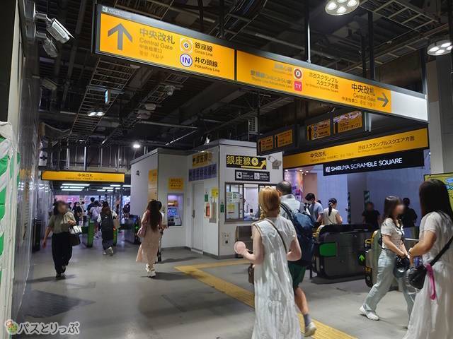 渋谷駅 銀座線ホームの改札口・階段・エスカレーター・エレベーターに近い降車位置情報