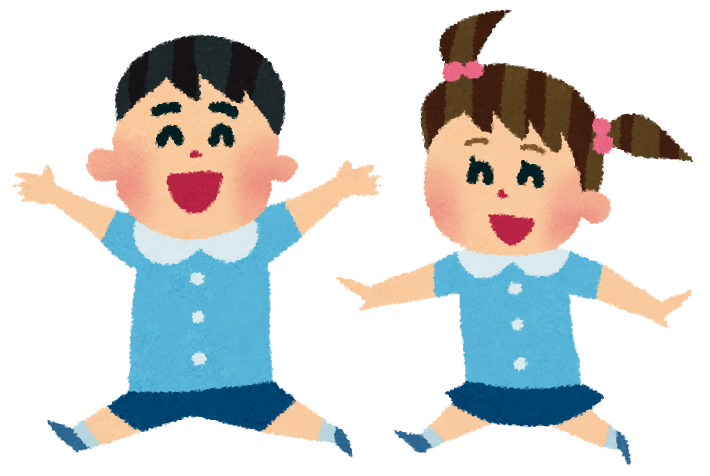 手をあげて横断歩道を渡る子供たちと旗振りをする女性2の無料 フリー イラストかわいい手描きの無料素材「てがきっず」保育園・小学校・介護施設にぴったりのフリー素材イラスト