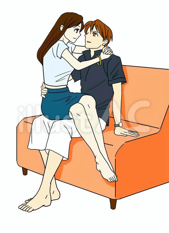 膝の上に座る カップル