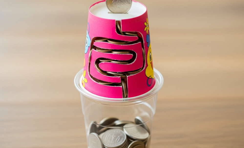 三段風車の 貯金箱ペットボトル工作自由工作簡単からくり夏休みかわいい