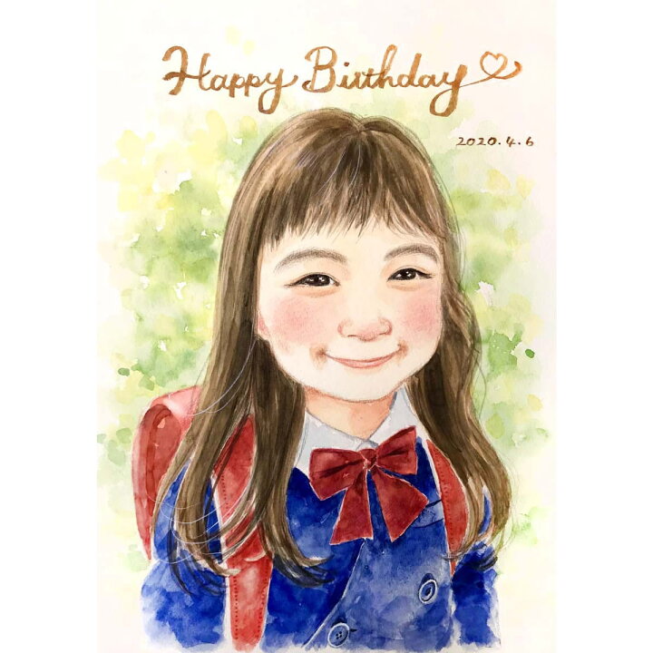 猫ちゃんと一緒に子供の似顔絵イラスト！安い！早い！可愛い！ぷちとまと。の似顔絵商店