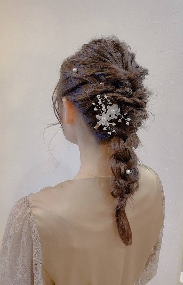 ナチュラルな編み下ろし 結婚式 ヘア&メイクトキハナ